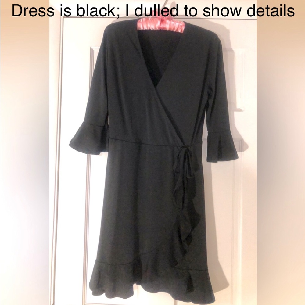BRAND NEW Ruffled Faux Wrap Dress with Stretch for All Your Holiday Events! NWOT